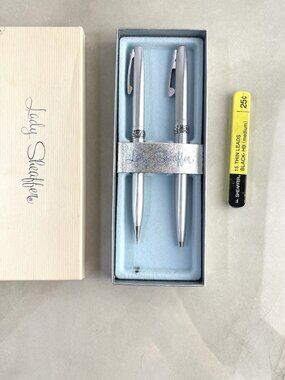 Vtg Sheaffer Lady 620 Pen Set Florentine Band Ballpoint Pen Mecanical Pencil USA